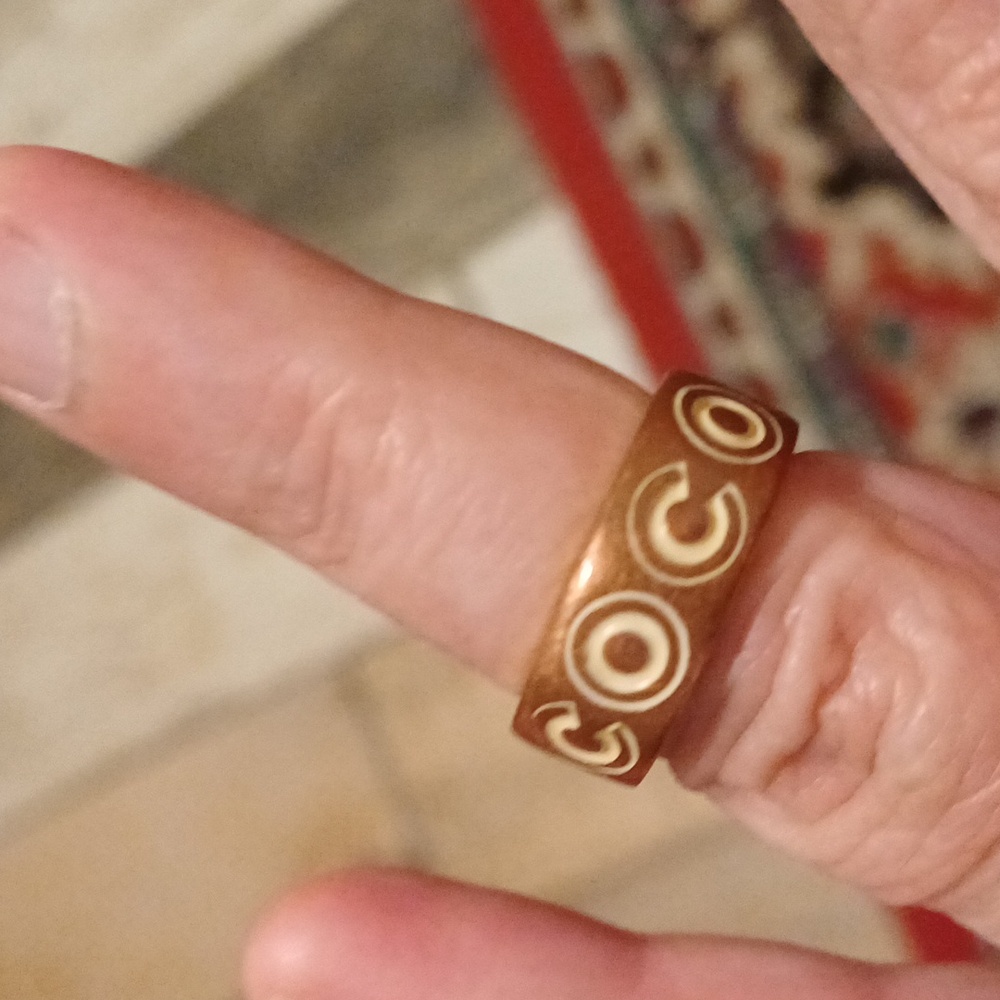$800 Authentic CHANEL Ring Gold COCO Japan Size US 5,5 6 Made in France EUC rare